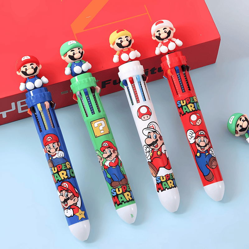 Caneta 10 Cores Super Mario Bros - Coleção Mario